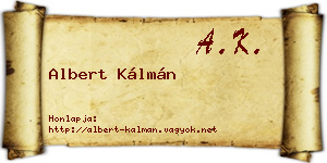 Albert Kálmán névjegykártya